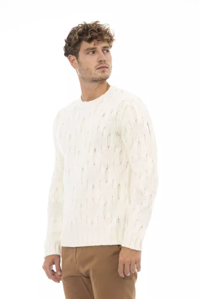 Suéter de lana beige para hombre de Alpha Studio