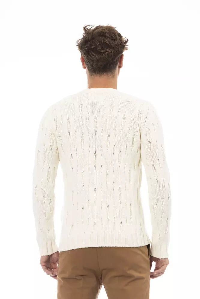Suéter de lana beige para hombre de Alpha Studio