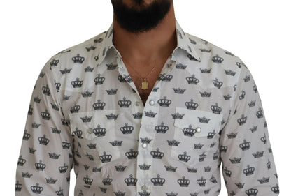 Camisa de vestir con estampado de corona y corte entallado de Dolce &amp; Gabbana