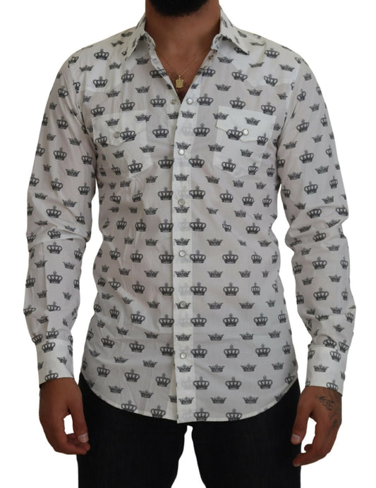 Camisa de vestir con estampado de corona y corte entallado de Dolce &amp; Gabbana