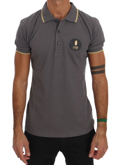 Polo elegante de algodón gris de Roberto Cavalli