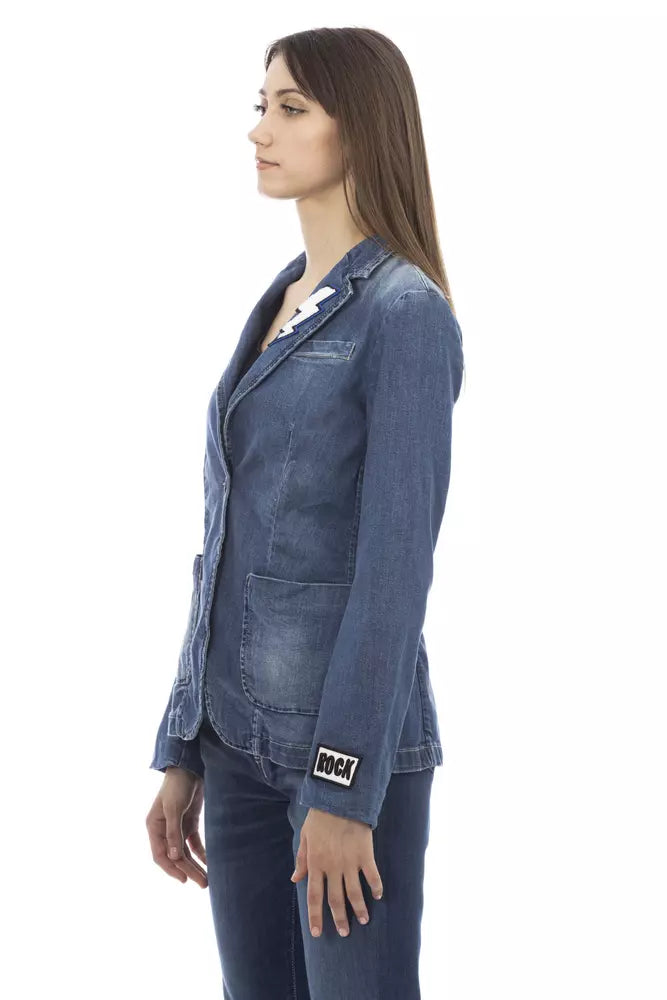 Chaqueta de algodón azul Baldinini Trend para mujer