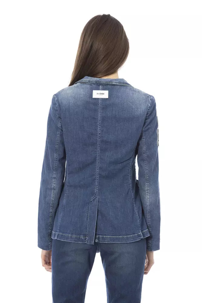 Chaqueta de algodón azul Baldinini Trend para mujer