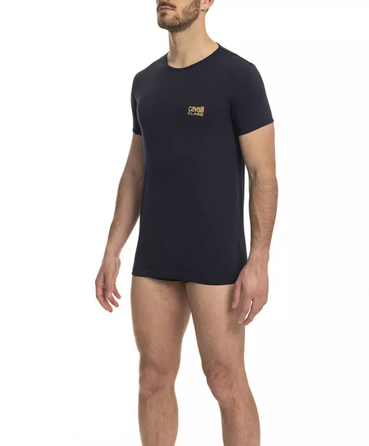 Camiseta de algodón azul para hombre Cavalli Class