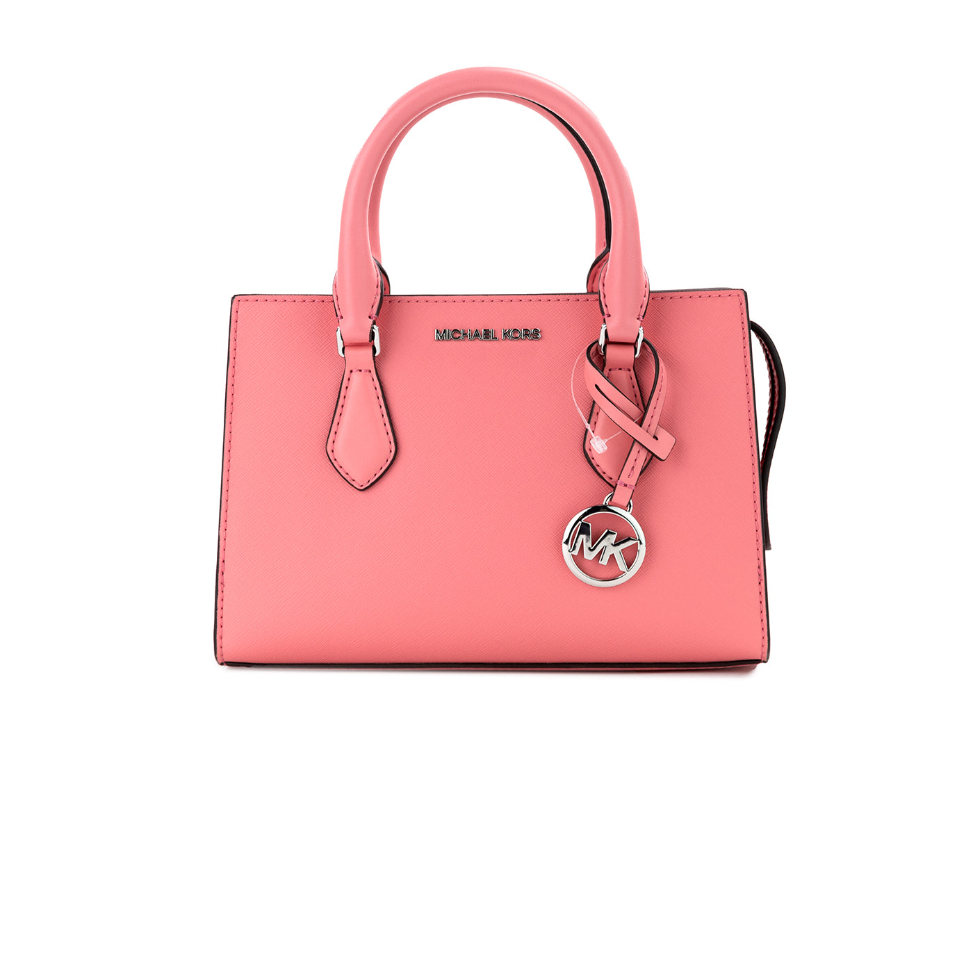 Bolso satchel pequeño con cremallera central de piel vegana en rosa de té Sheila