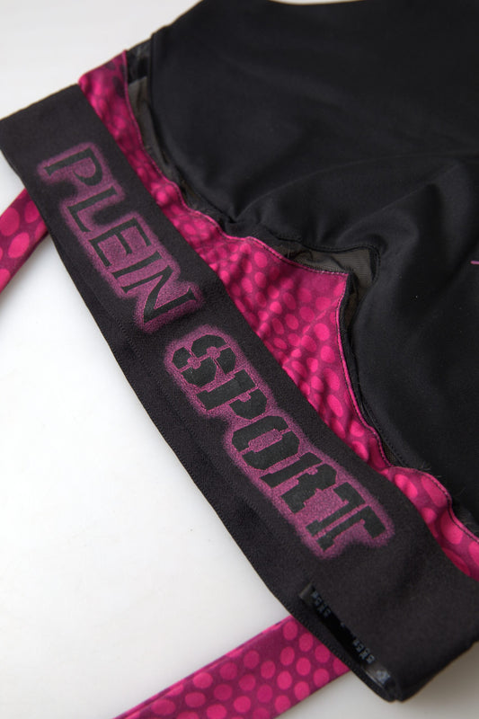 Sujetador deportivo elegante negro con detalles fucsia de Plein Sport