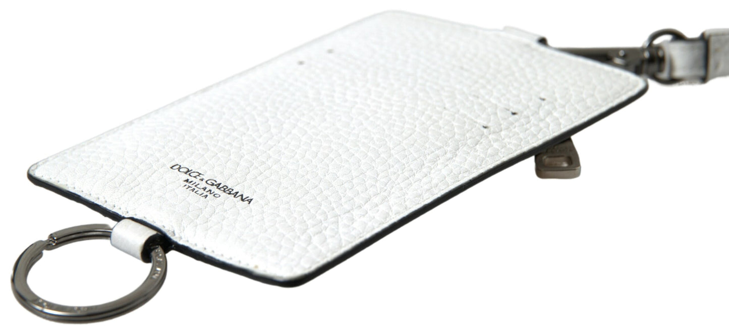 Elegante cordón para tarjetero de cuero blanco