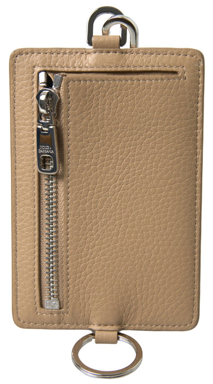 Elegante Cartera Tarjetero de Piel Beige