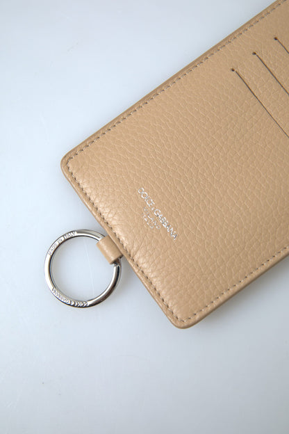 Elegante Cartera Tarjetero de Piel Beige