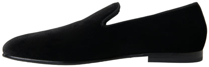 Mocasines elegantes de terciopelo negro de Dolce &amp; Gabbana para hombre