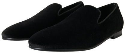 Mocasines elegantes de terciopelo negro de Dolce &amp; Gabbana para hombre