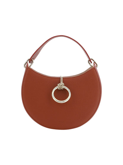 Bolso de hombro pequeño Arlène de piel marrón sepia