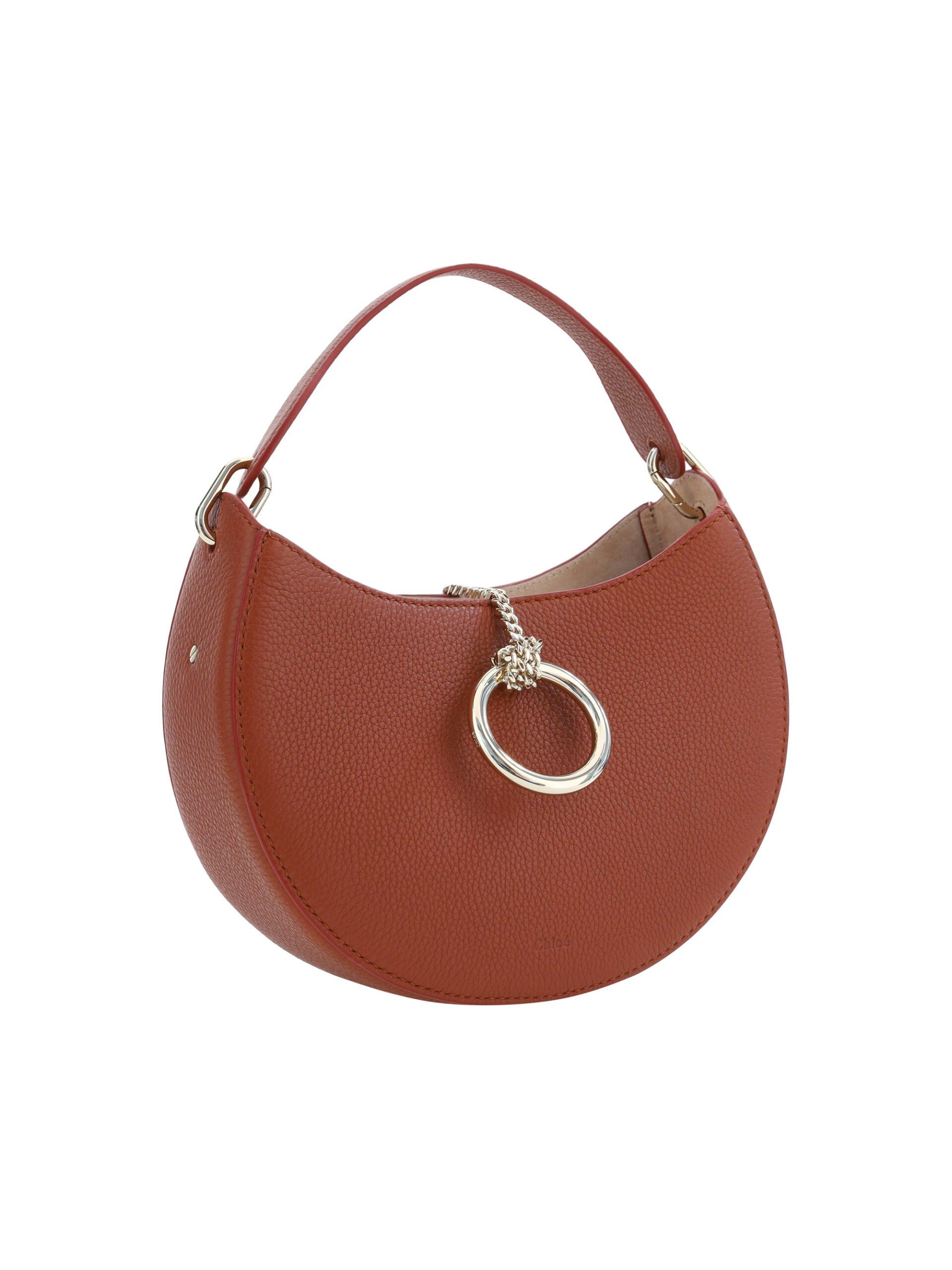 Bolso de hombro pequeño Arlène de piel marrón sepia