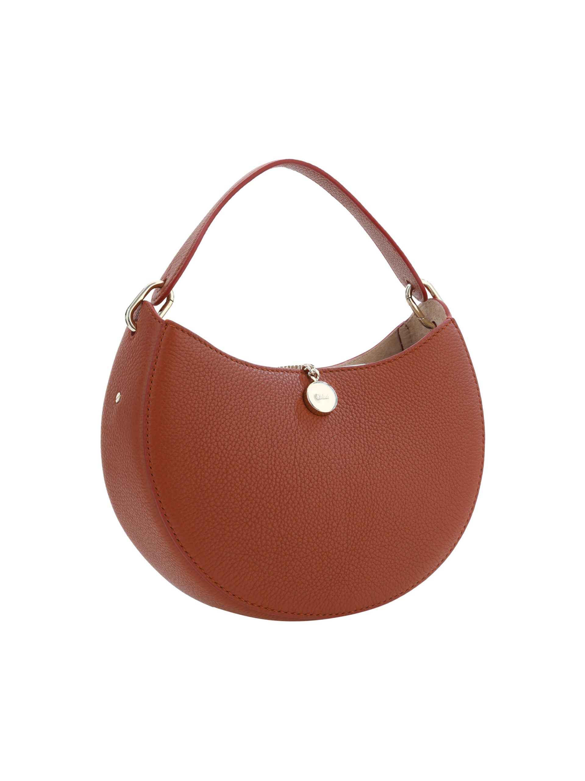 Bolso de hombro pequeño Arlène de piel marrón sepia