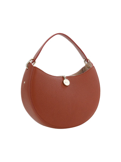 Bolso de hombro pequeño Arlène de piel marrón sepia