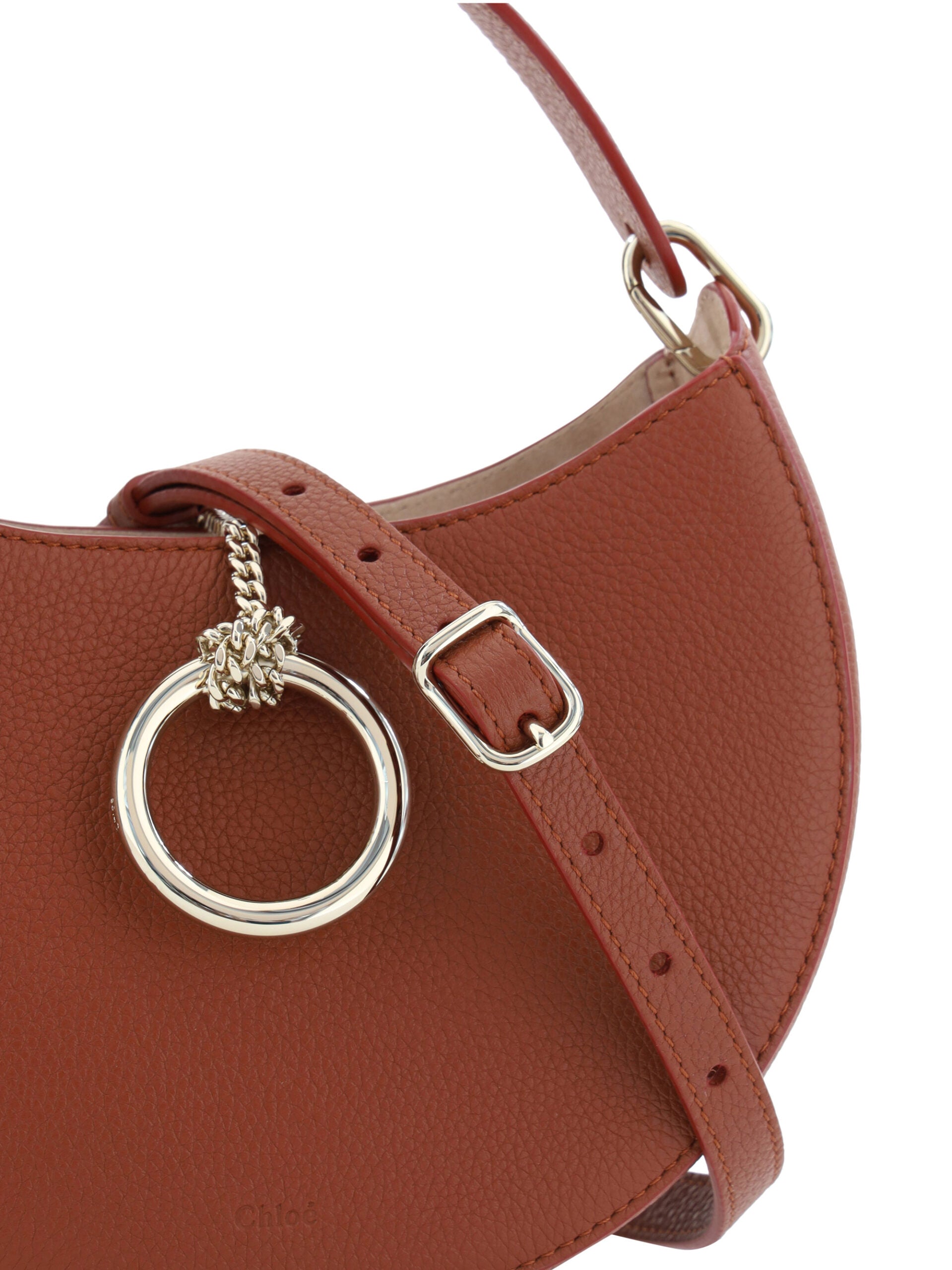Bolso de hombro pequeño Arlène de piel marrón sepia