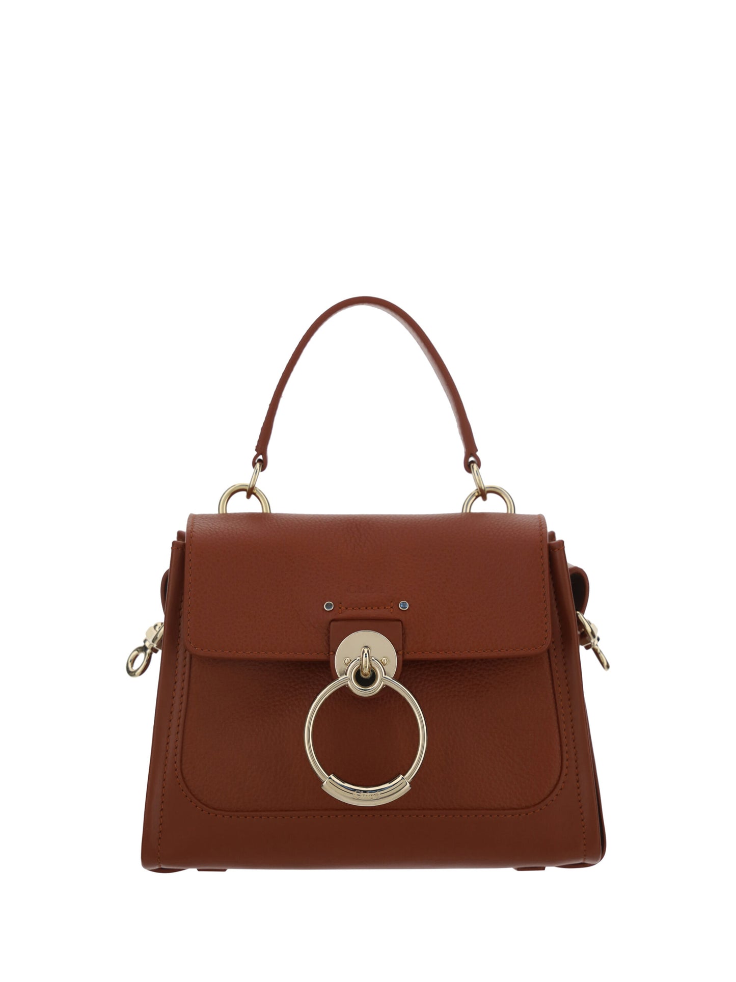 Elegante bolso de hombro de piel de becerro marrón sepia