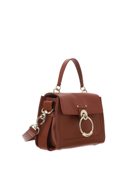 Elegante bolso de hombro de piel de becerro marrón sepia