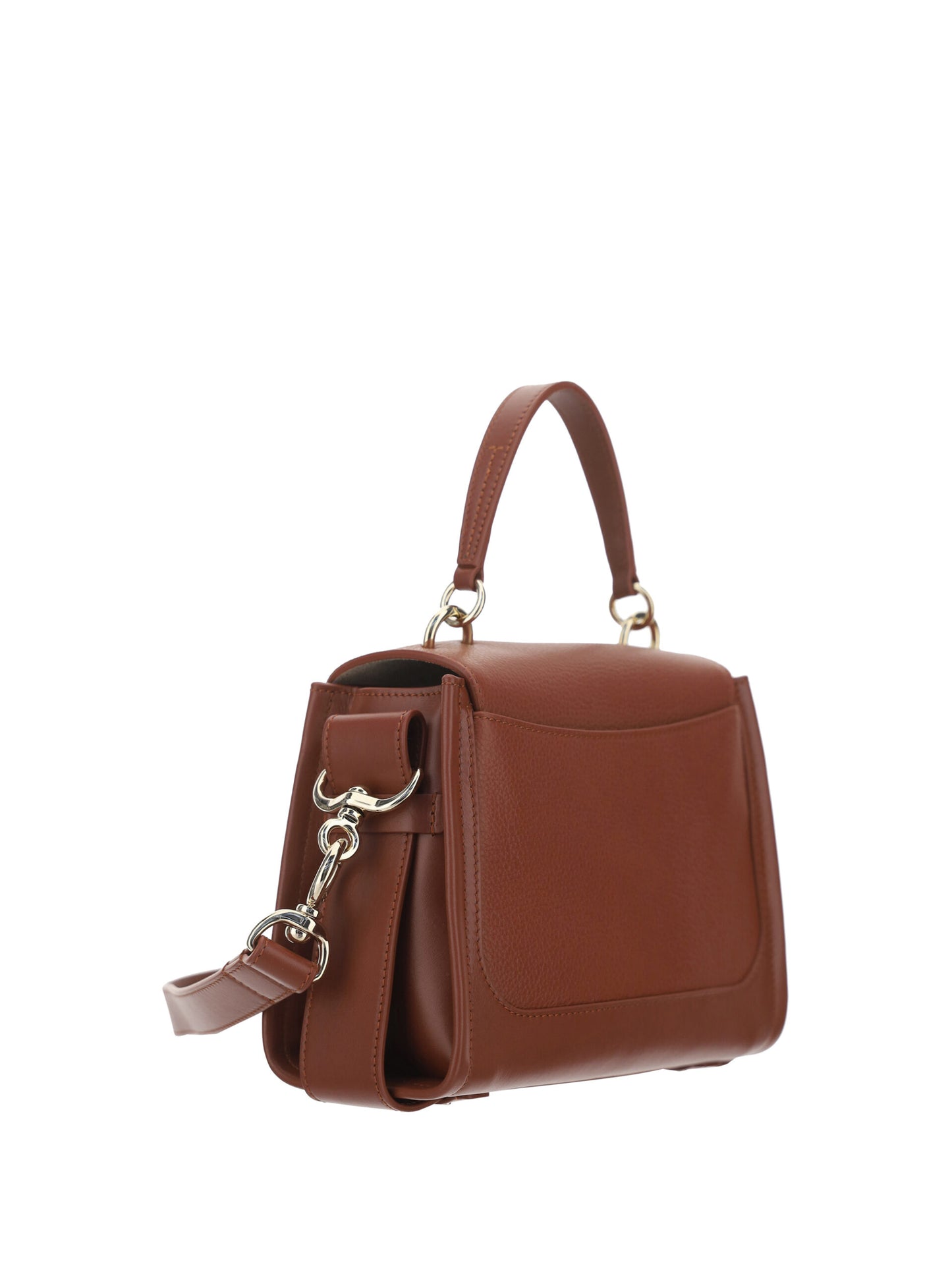 Elegante bolso de hombro de piel de becerro marrón sepia