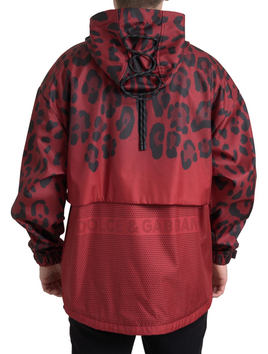 Chaqueta con capucha y estampado de leopardo en rojo radiante de Dolce &amp; Gabbana