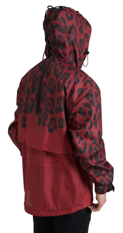 Chaqueta con capucha y estampado de leopardo en rojo radiante de Dolce &amp; Gabbana