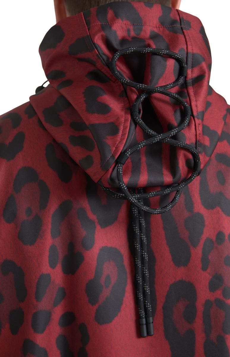 Chaqueta con capucha y estampado de leopardo en rojo radiante de Dolce &amp; Gabbana