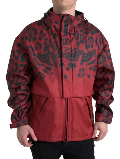 Chaqueta con capucha y estampado de leopardo en rojo radiante de Dolce &amp; Gabbana