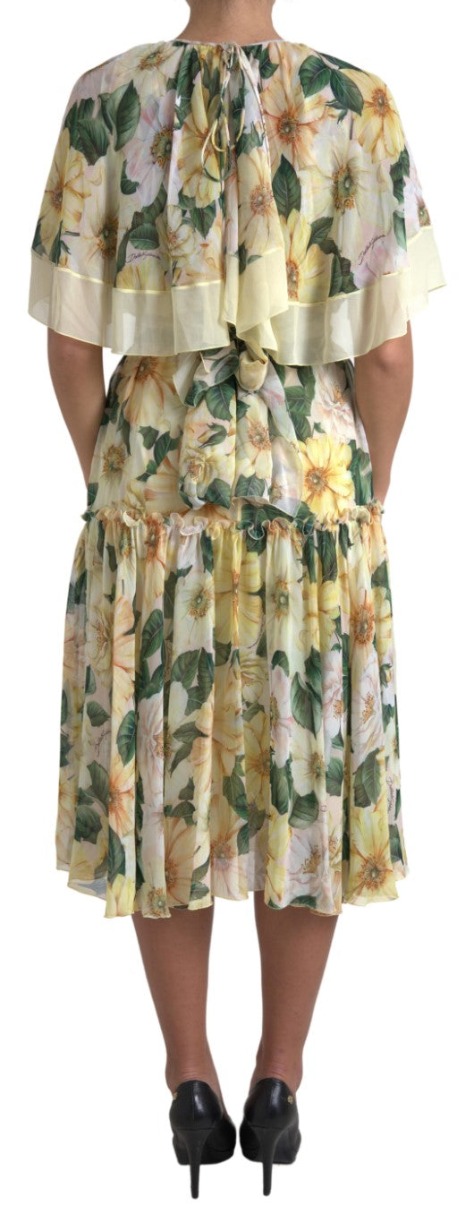 Vestido largo elegante de seda con estampado floral de Dolce &amp; Gabbana