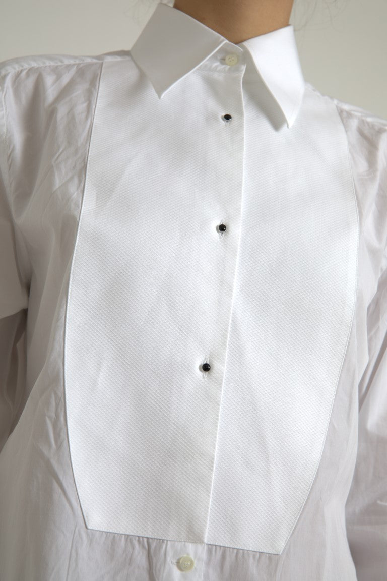 Camisa elegante de popelina de algodón blanca de Dolce &amp; Gabbana