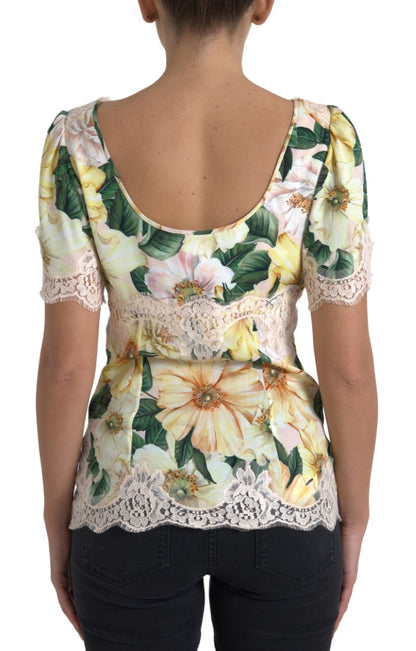 Blusa de seda con estampado floral elegante de Dolce &amp; Gabbana