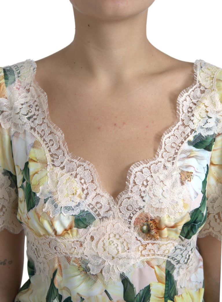 Blusa de seda con estampado floral elegante de Dolce &amp; Gabbana