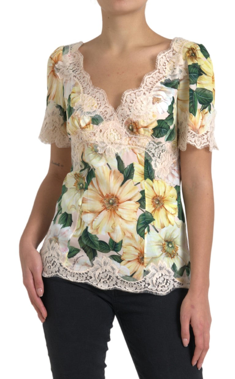 Blusa de seda con estampado floral elegante de Dolce &amp; Gabbana