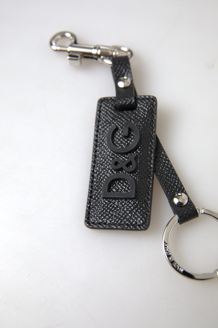 Elegant Black Leather Keyring Accessory