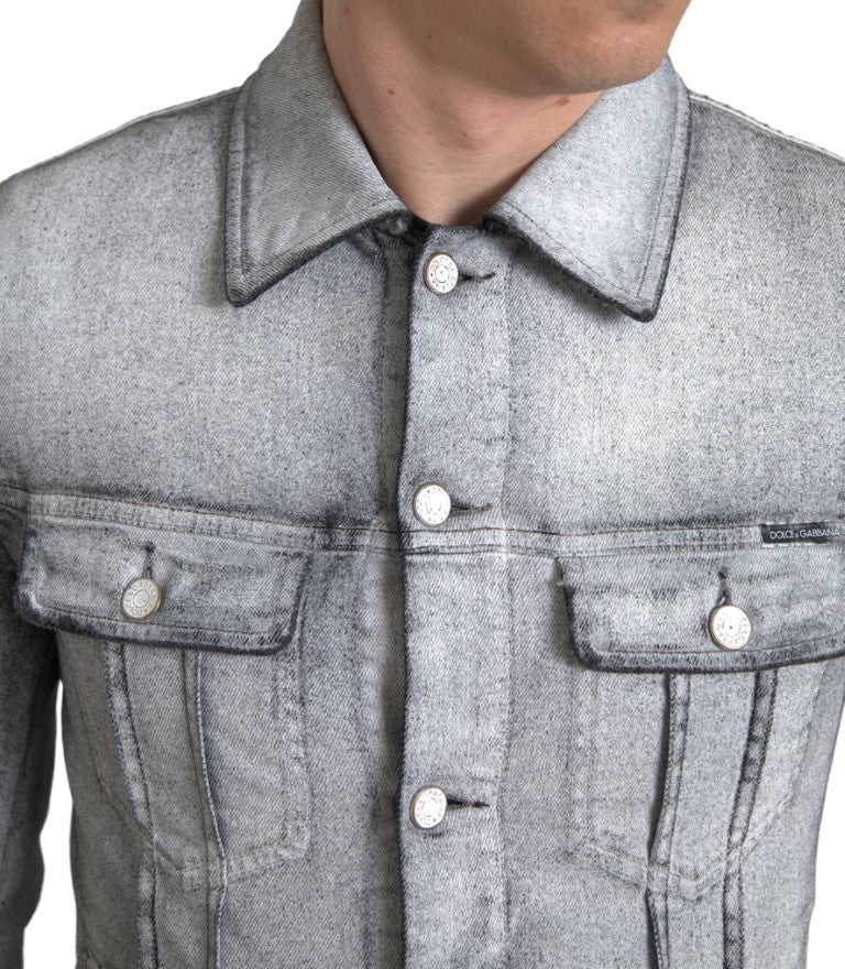 Chaqueta vaquera elegante de algodón elástico en color gris de Dolce &amp; Gabbana