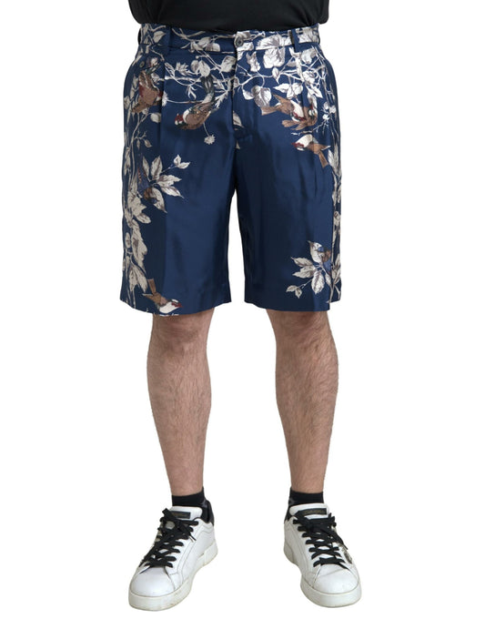 Bermudas de seda con estampado floral en azul de Dolce &amp; Gabbana