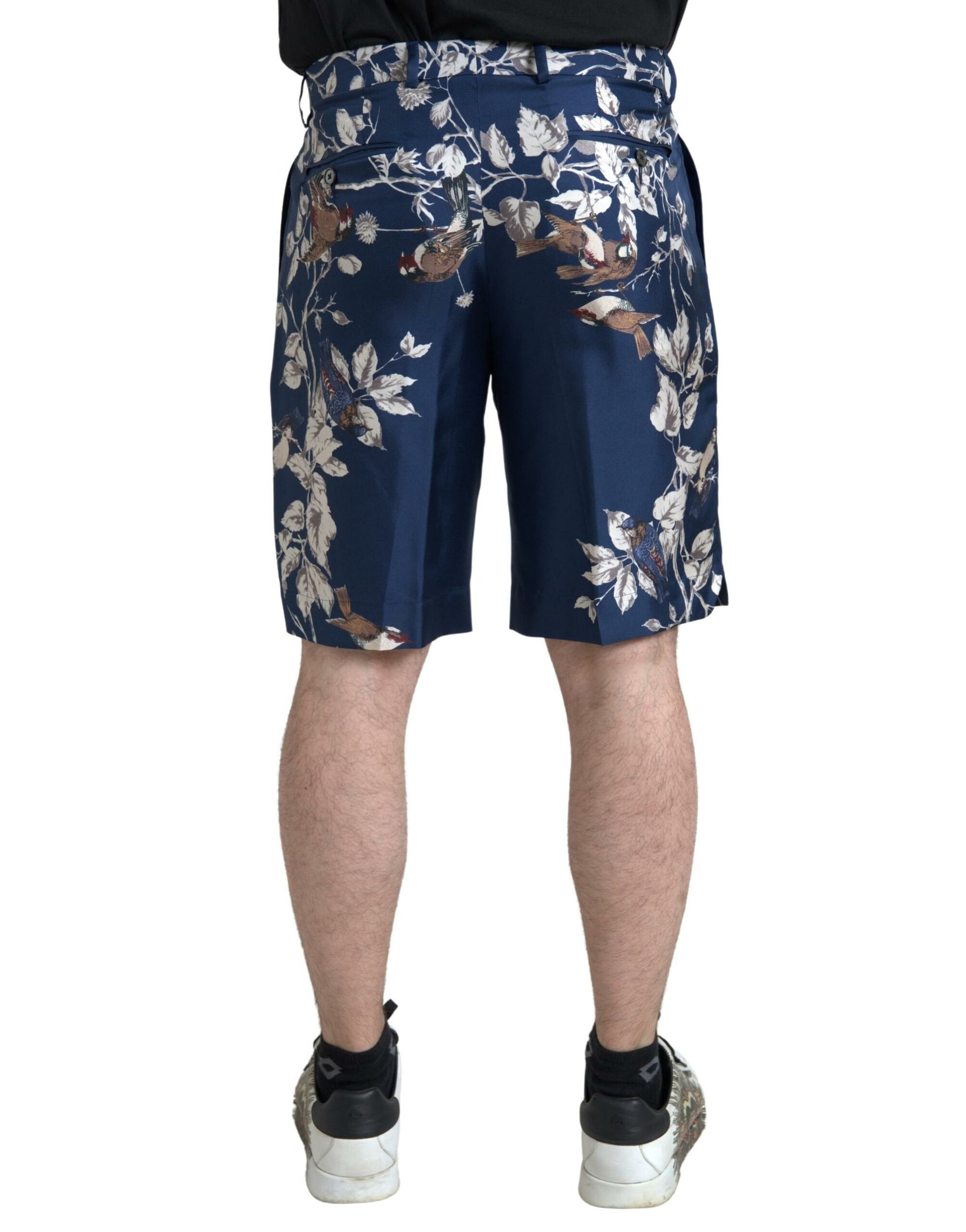 Bermudas de seda con estampado floral en azul de Dolce &amp; Gabbana