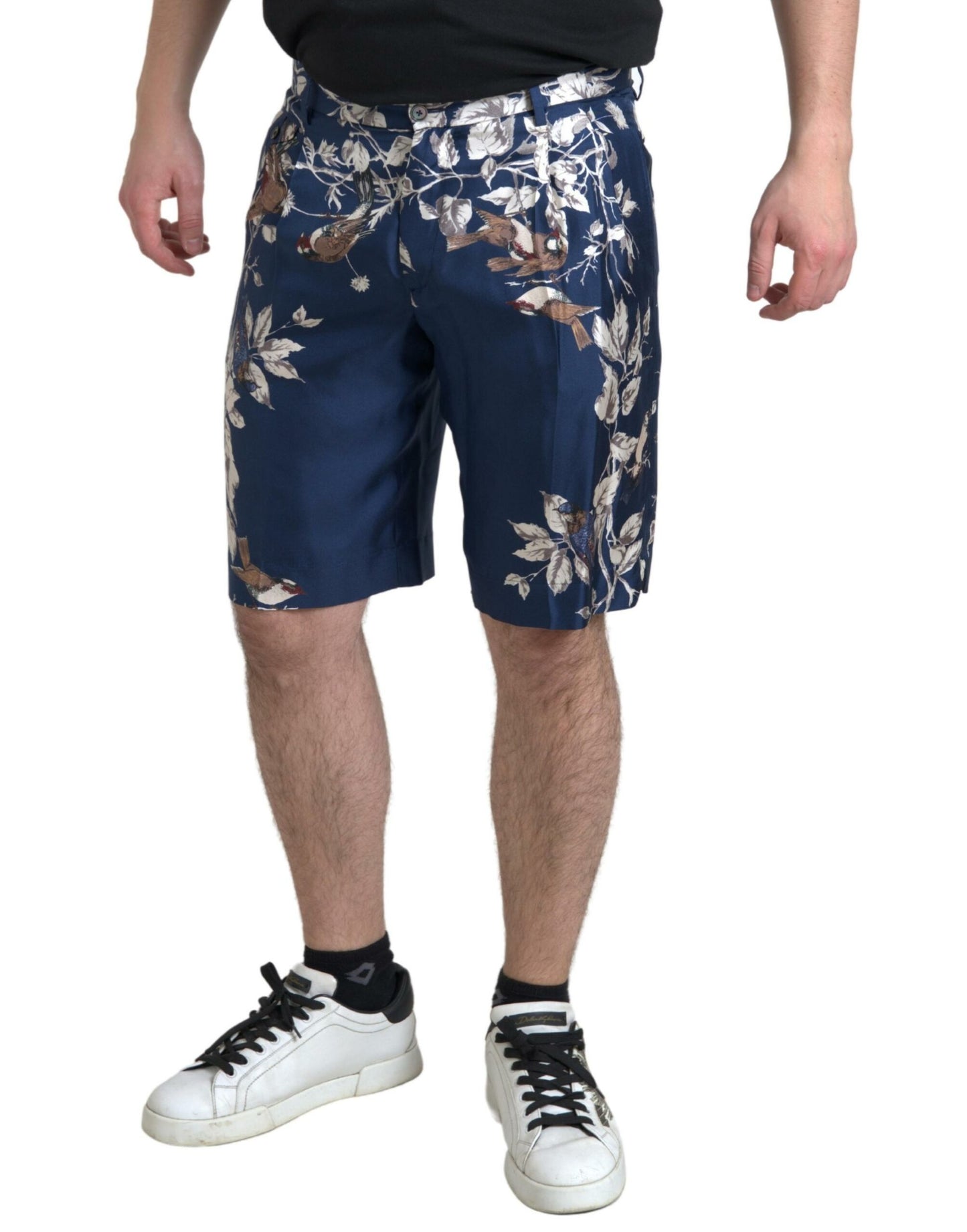 Bermudas de seda con estampado floral en azul de Dolce &amp; Gabbana