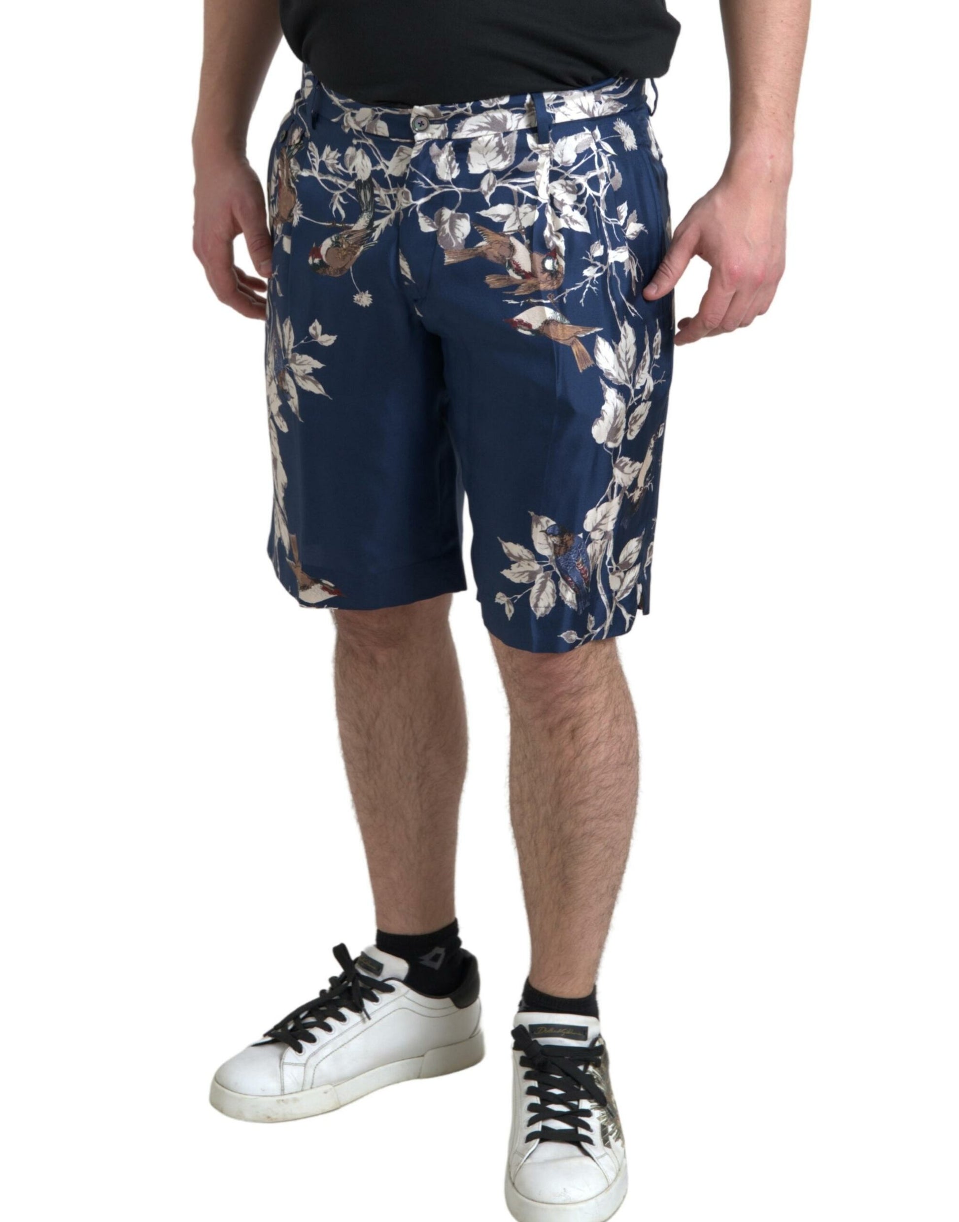 Bermudas de seda con estampado floral en azul de Dolce &amp; Gabbana