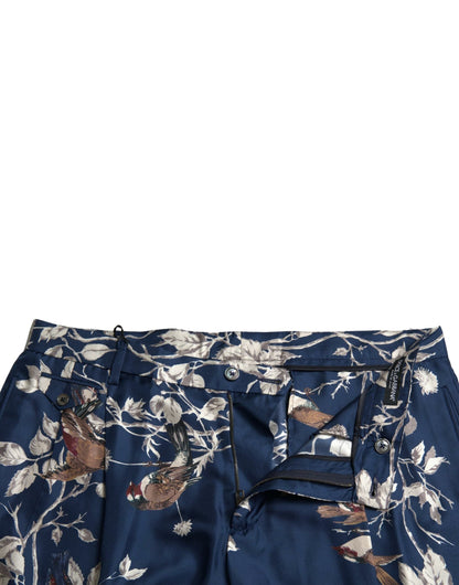 Bermudas de seda con estampado floral en azul de Dolce &amp; Gabbana