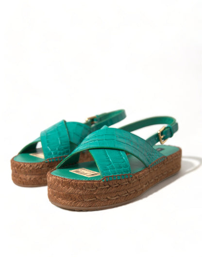 Sandalias con plataforma y alpargatas verdes elegantes de Dolce &amp; Gabbana