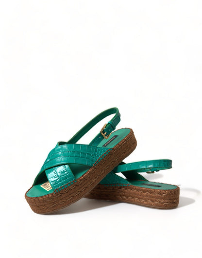 Sandalias con plataforma y alpargatas verdes elegantes de Dolce &amp; Gabbana