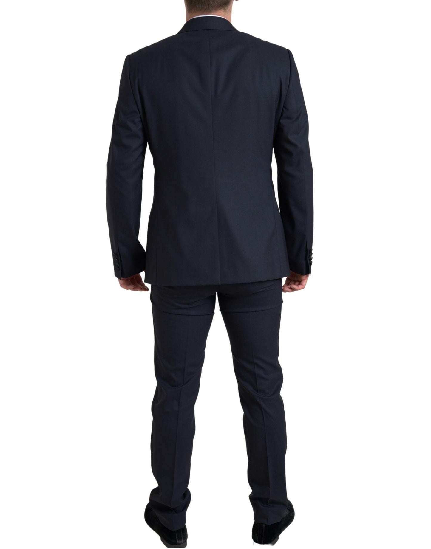 Elegante traje ajustado azul y negro de Dolce &amp; Gabbana con diseño de martini