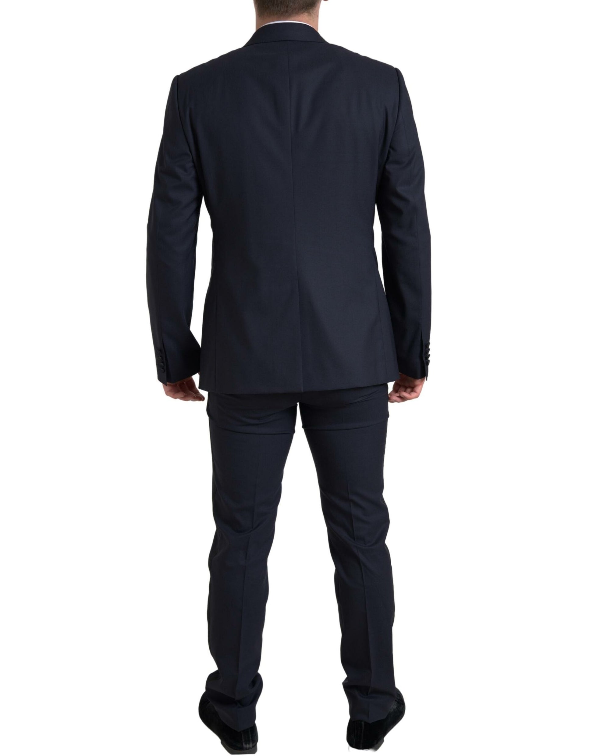 Elegante traje ajustado azul y negro de Dolce &amp; Gabbana con diseño de martini