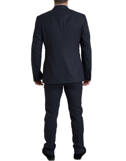 Elegante traje ajustado azul y negro de Dolce &amp; Gabbana con diseño de martini