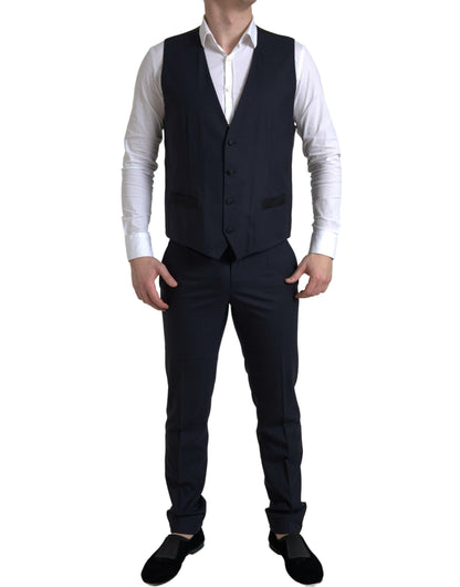 Elegante traje ajustado azul y negro de Dolce &amp; Gabbana con diseño de martini