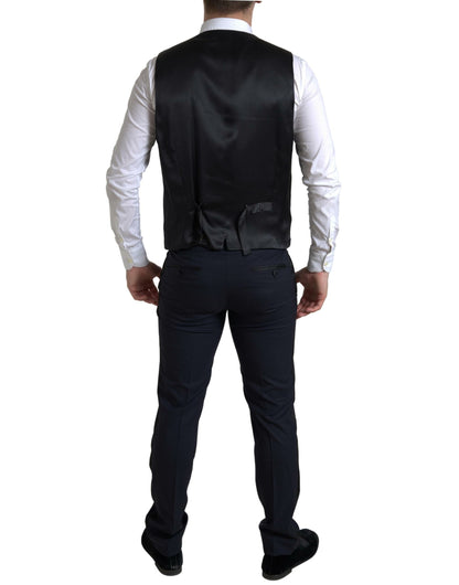 Elegante traje ajustado azul y negro de Dolce &amp; Gabbana con diseño de martini