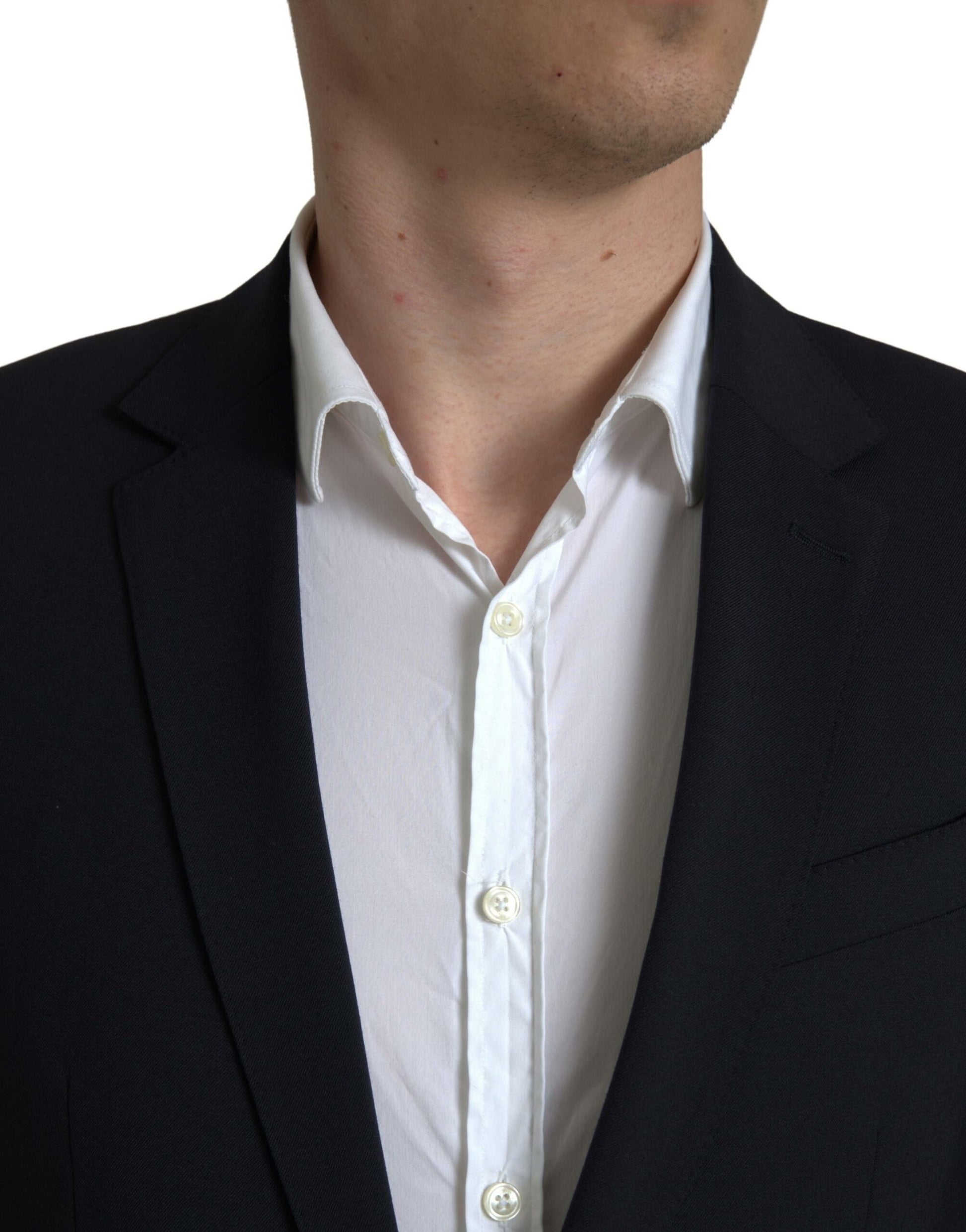 Traje ajustado azul oscuro elegante de Dolce &amp; Gabbana con diseño de martini