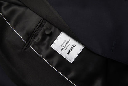 Elegante traje ajustado azul y negro de Dolce &amp; Gabbana con diseño de martini