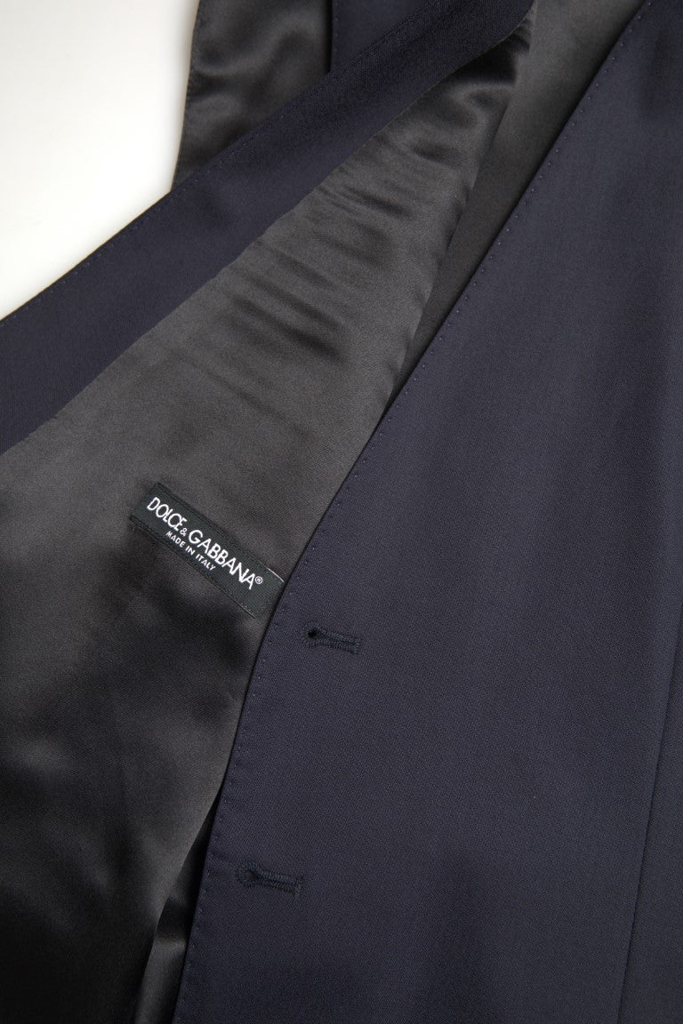 Elegante traje ajustado azul y negro de Dolce &amp; Gabbana con diseño de martini