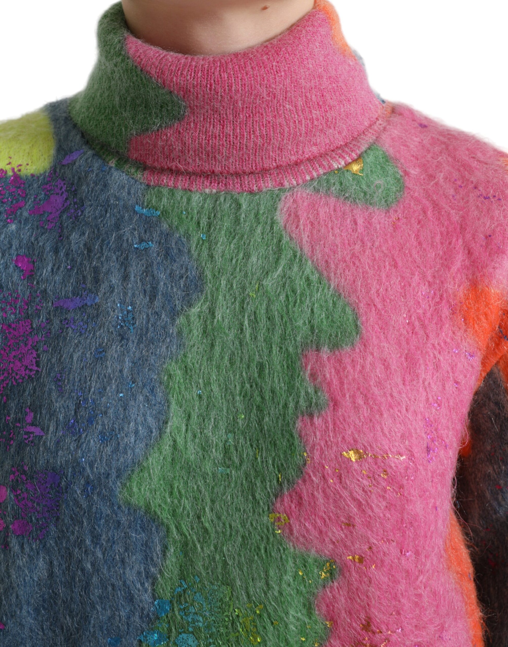 Suéter de cuello alto con rayas de mohair multicolor de Dolce &amp; Gabbana